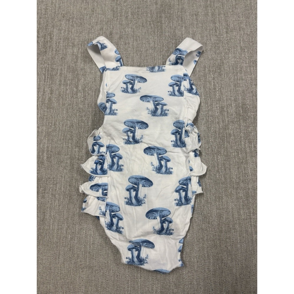 Kate Quinn Blue Mushroom Print Ballerina Bubble Romper Size 18-24 Months